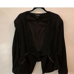 Lane Bryant Faux Suede Crop Black Open Front Zip Pockets Jacket Blazer 22/24